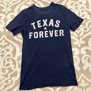 Home of the Brave “Texas Forever” Unisex Tee Shirt Navy Blue & White